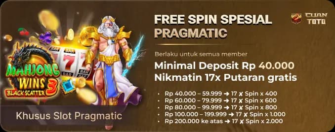 FREE SPIN 17✘ SPESIAL PRAGMATIC